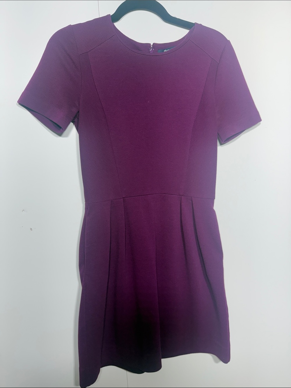 Madewell Plum Short-Sleeve Fit-and-Flare Dress